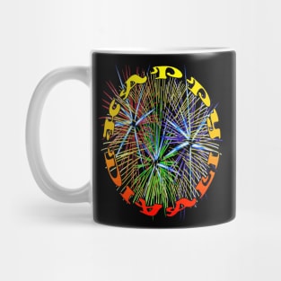 Happy Diwali Light Up The World With Fireworks Red and Yellow Mug